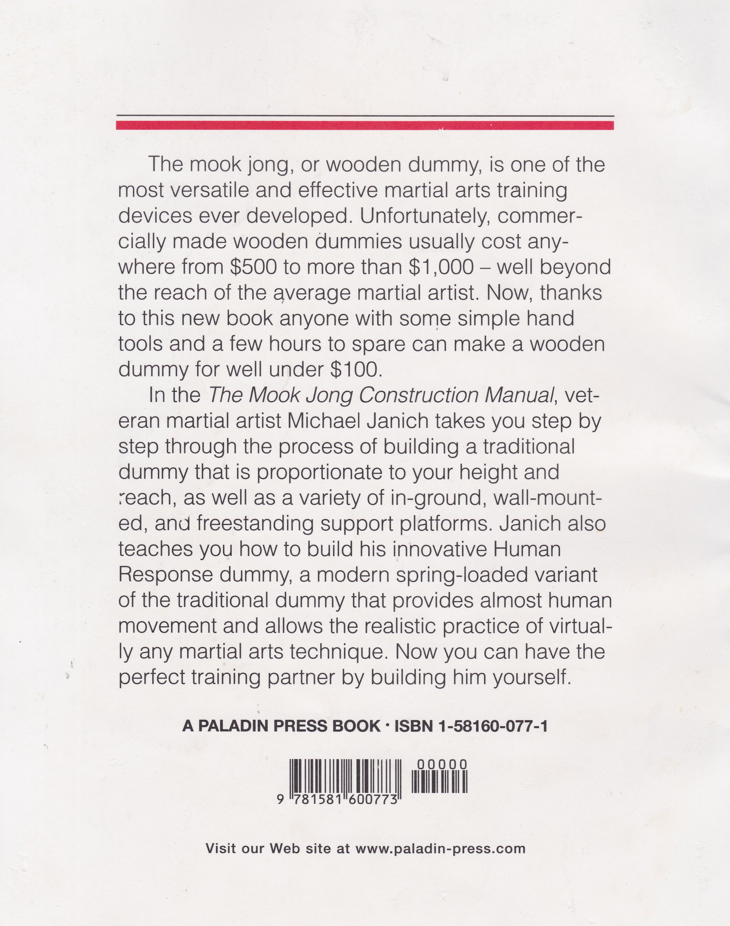 The Mook Jong Construction Manual Book by Michael Janich