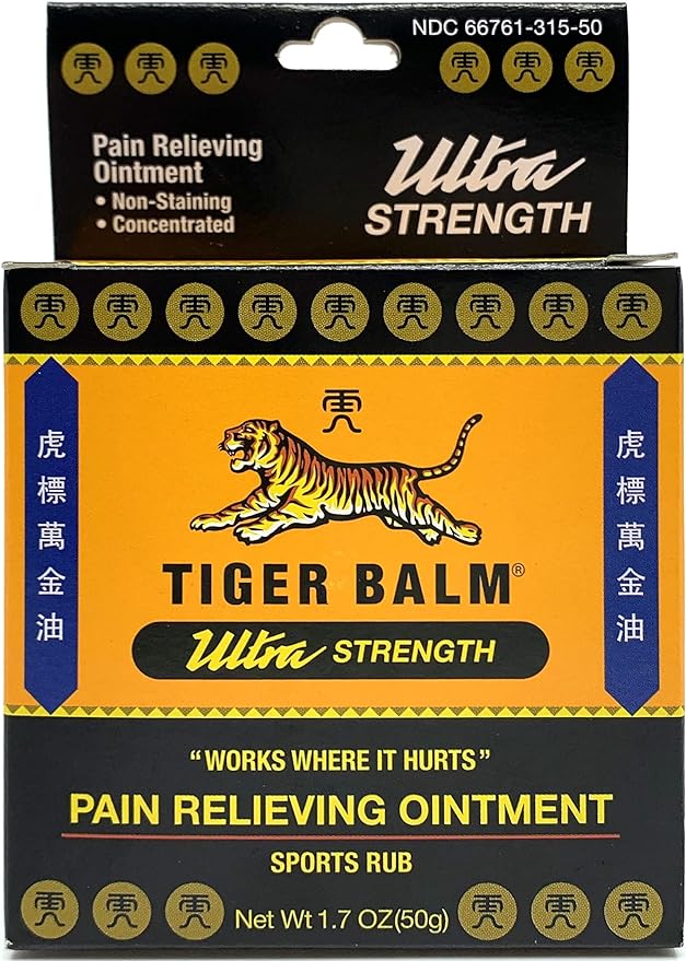 Tiger Balm Pain Relieving Ointment, Sports Ultra, 50g – Professional Size – Sports Rub Ultra Strength – 3 pack
