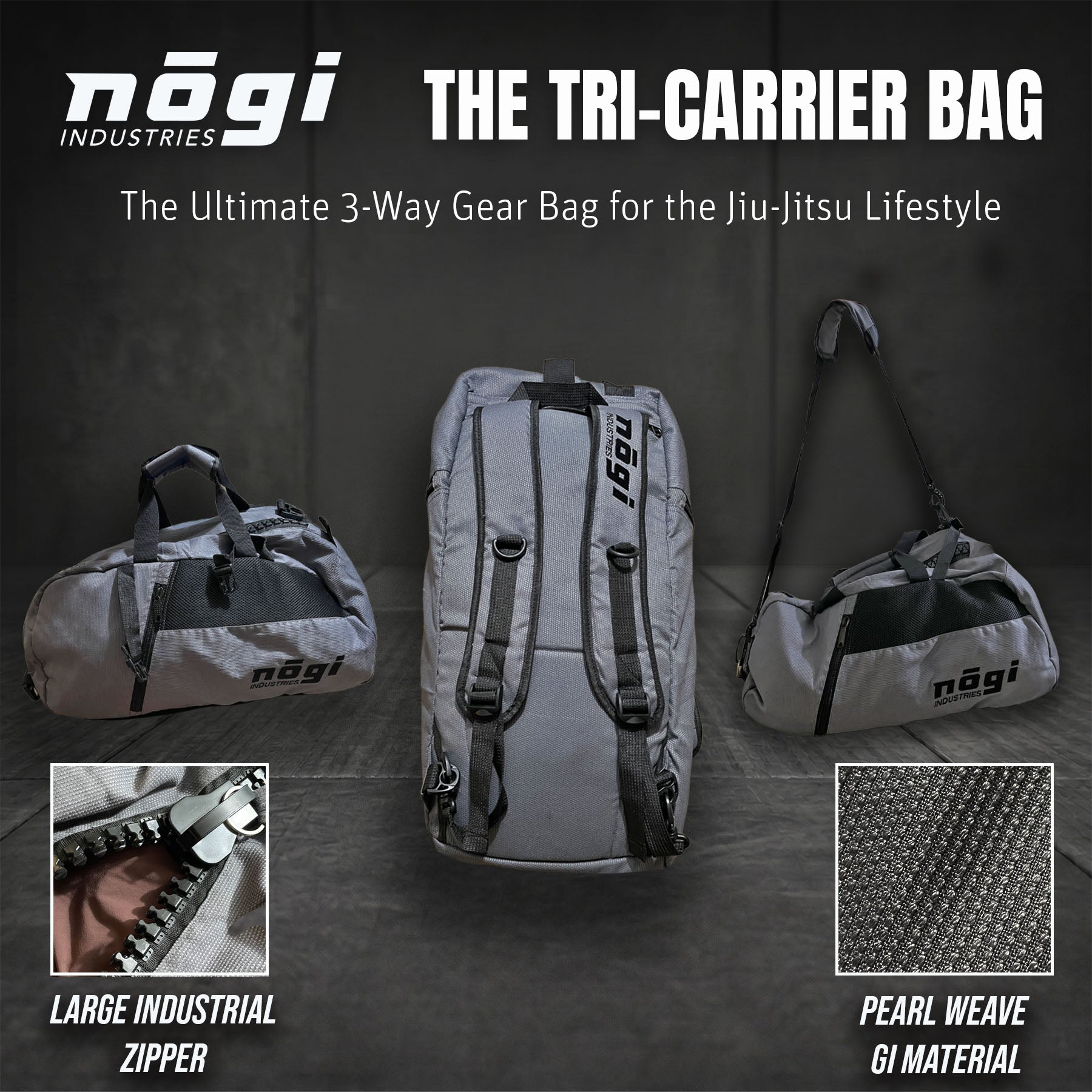 The Tri-Carrier Convertible Large Gear Bag by Nogi Industries