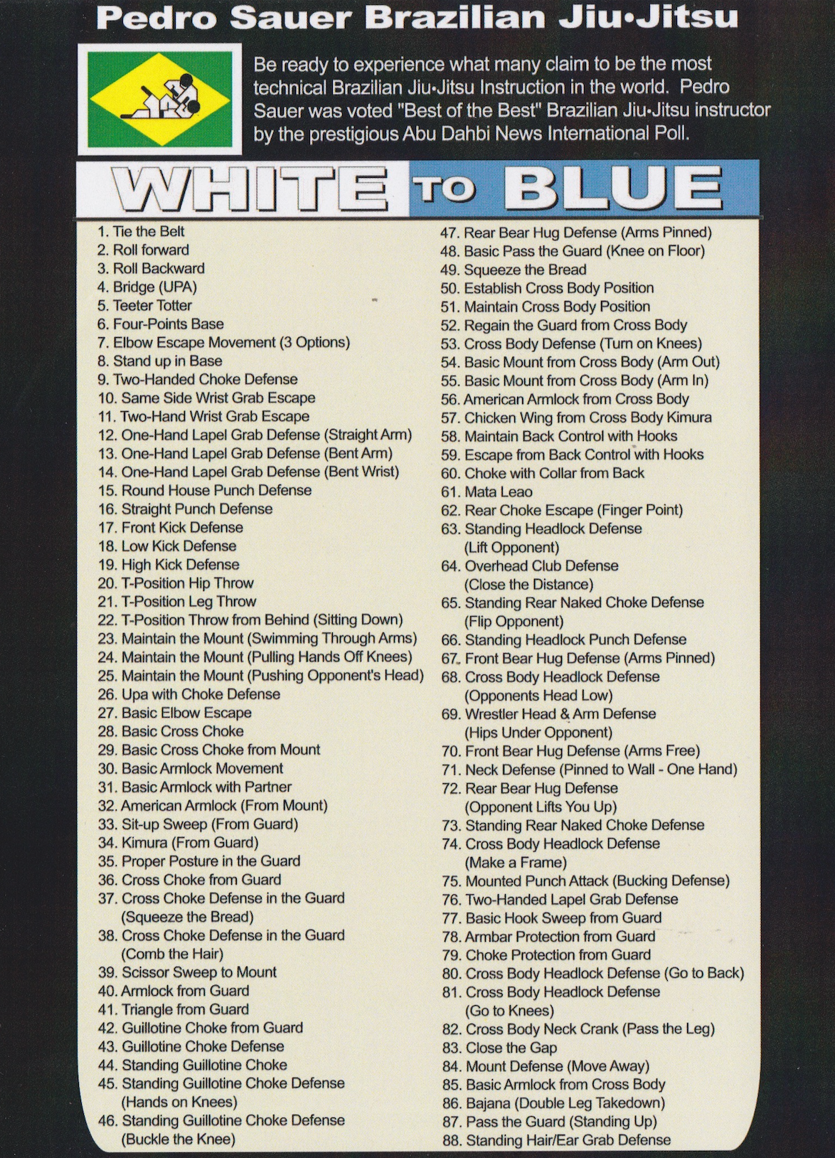 White to Blue BJJ Training 2 DVD Set with Pedro Sauer (Preowned)