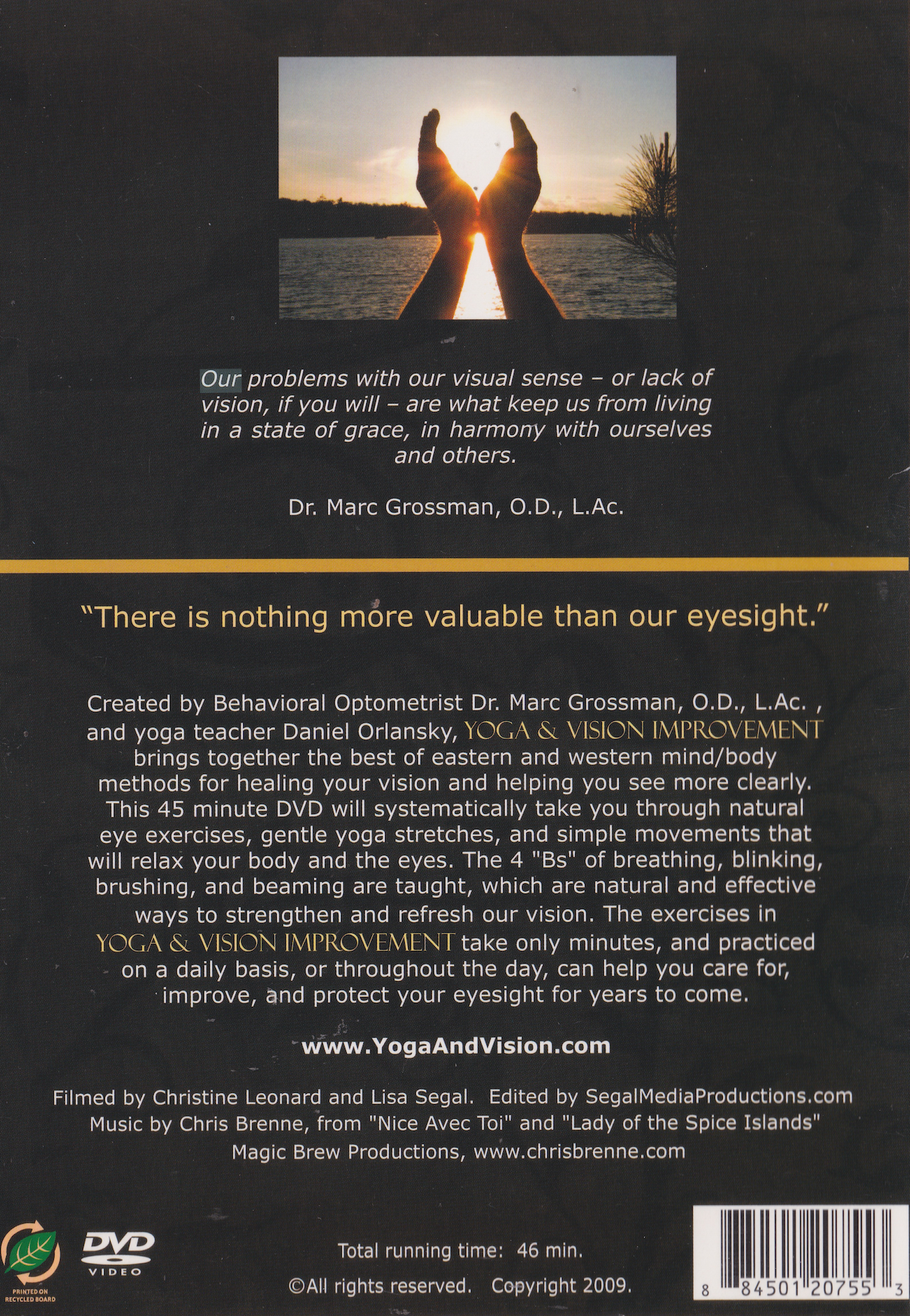 Yoga & Vision Improvement DVD by Marc Grossman & Daniel Orlansky (Preowned)