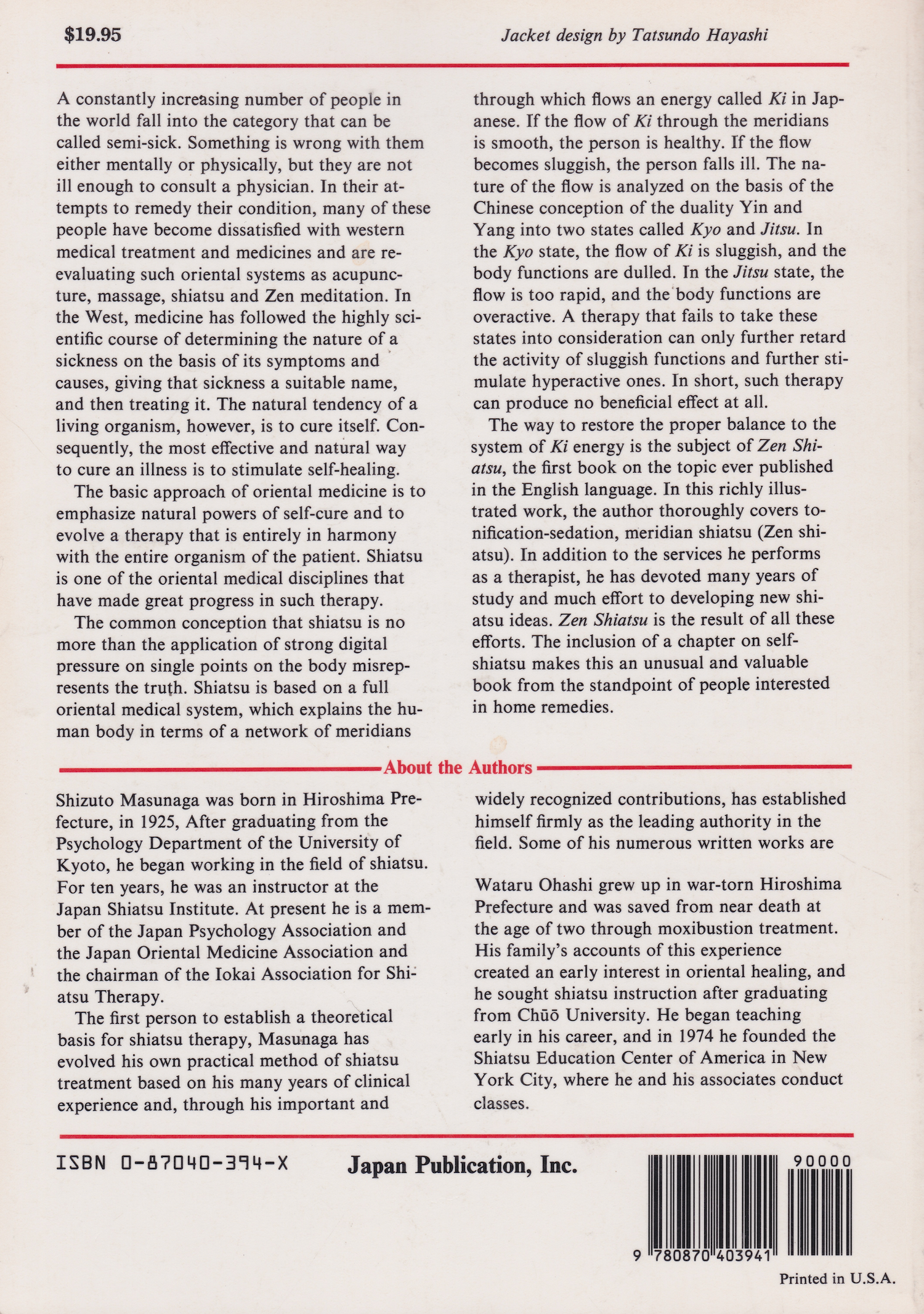 Zen Shiatsu: How to Harmonize Yin and Yang for Better Health Book by Shizuto Masunaga & Wataru Ohashi (Preowned)