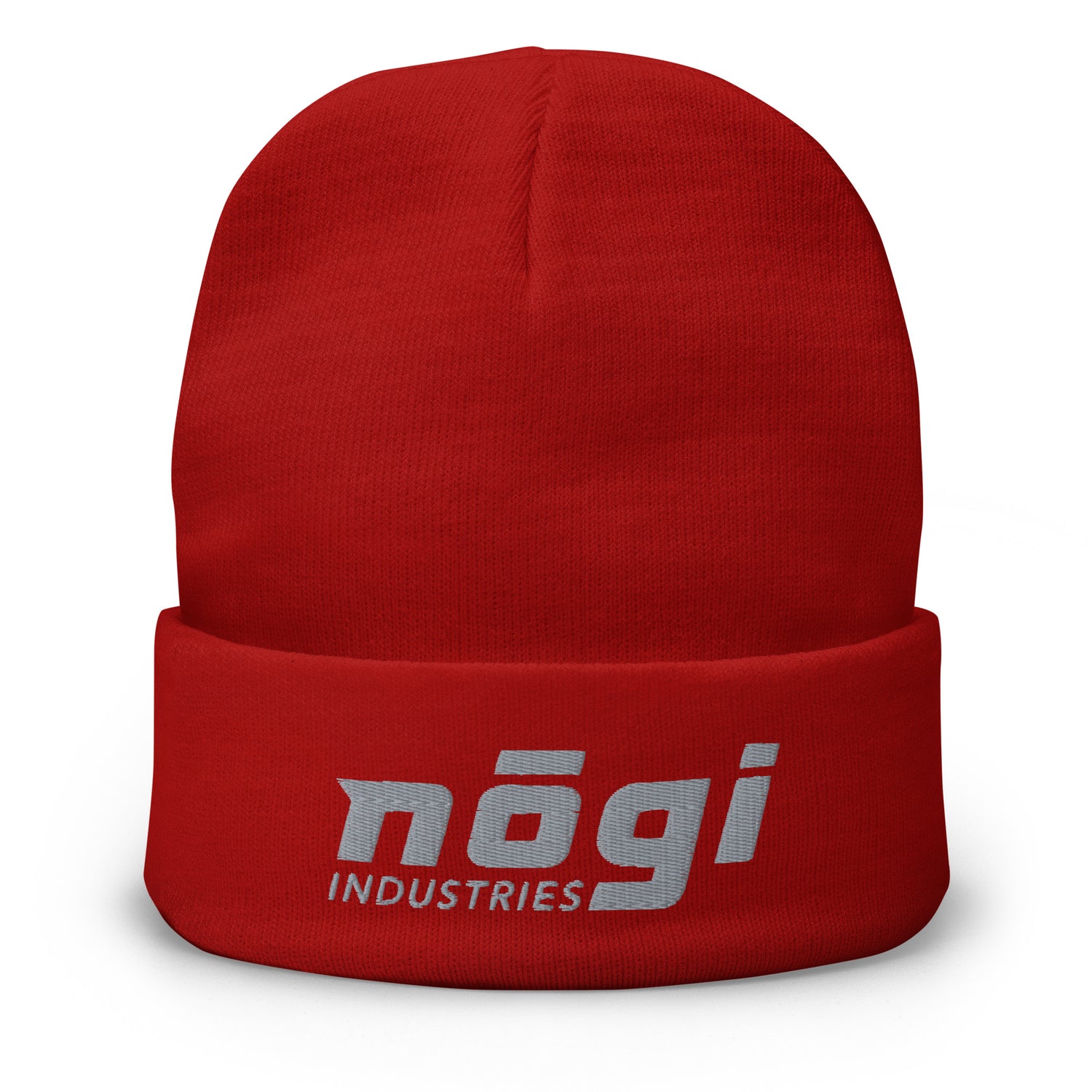Embroidered Beanie w Puff logo (Red & Gray) by Nogi Industries