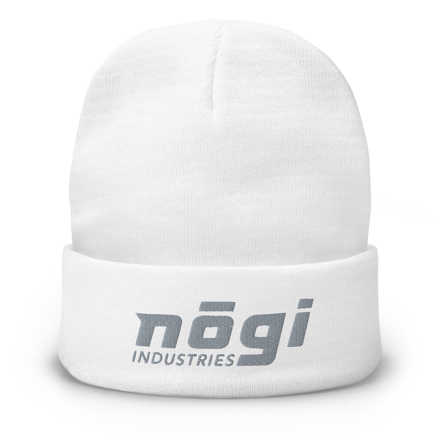 Gorro bordado con logo Puff (blanco y gris) de Nogi Industries