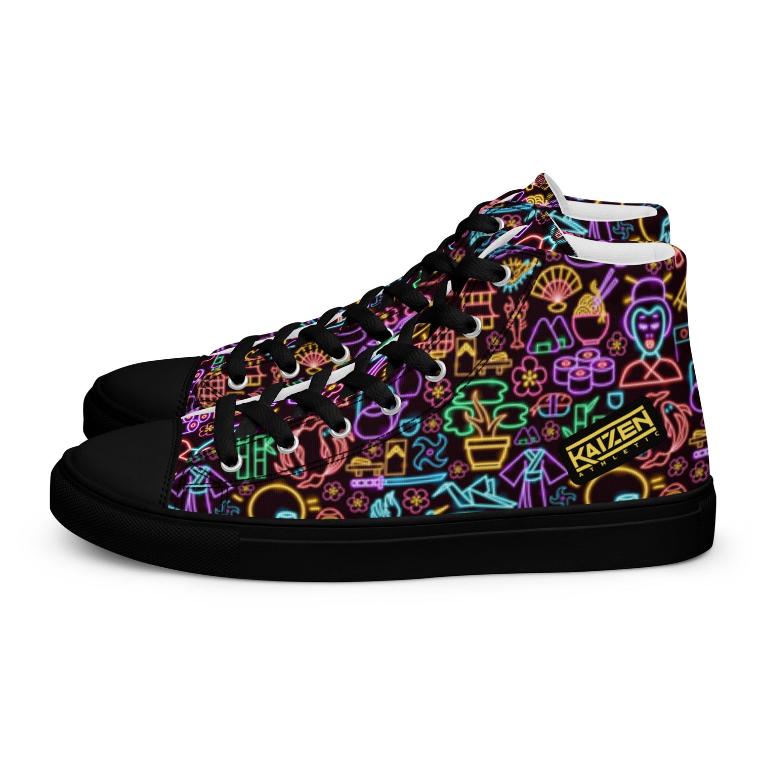 Neon Nights Men’s High top Canvas Shoes by Kaizen Athletic
