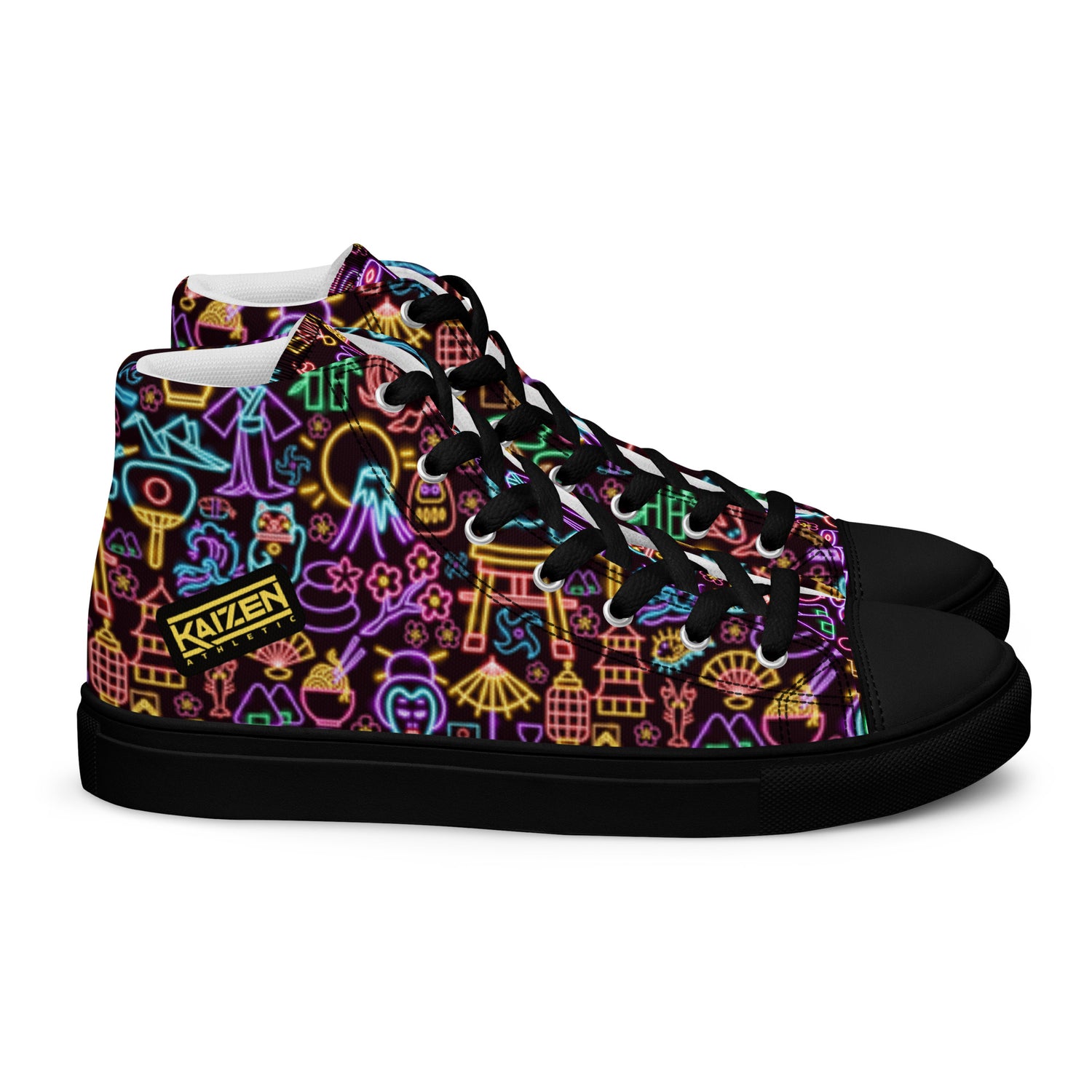 Neon Nights Men’s High top Canvas Shoes by Kaizen Athletic