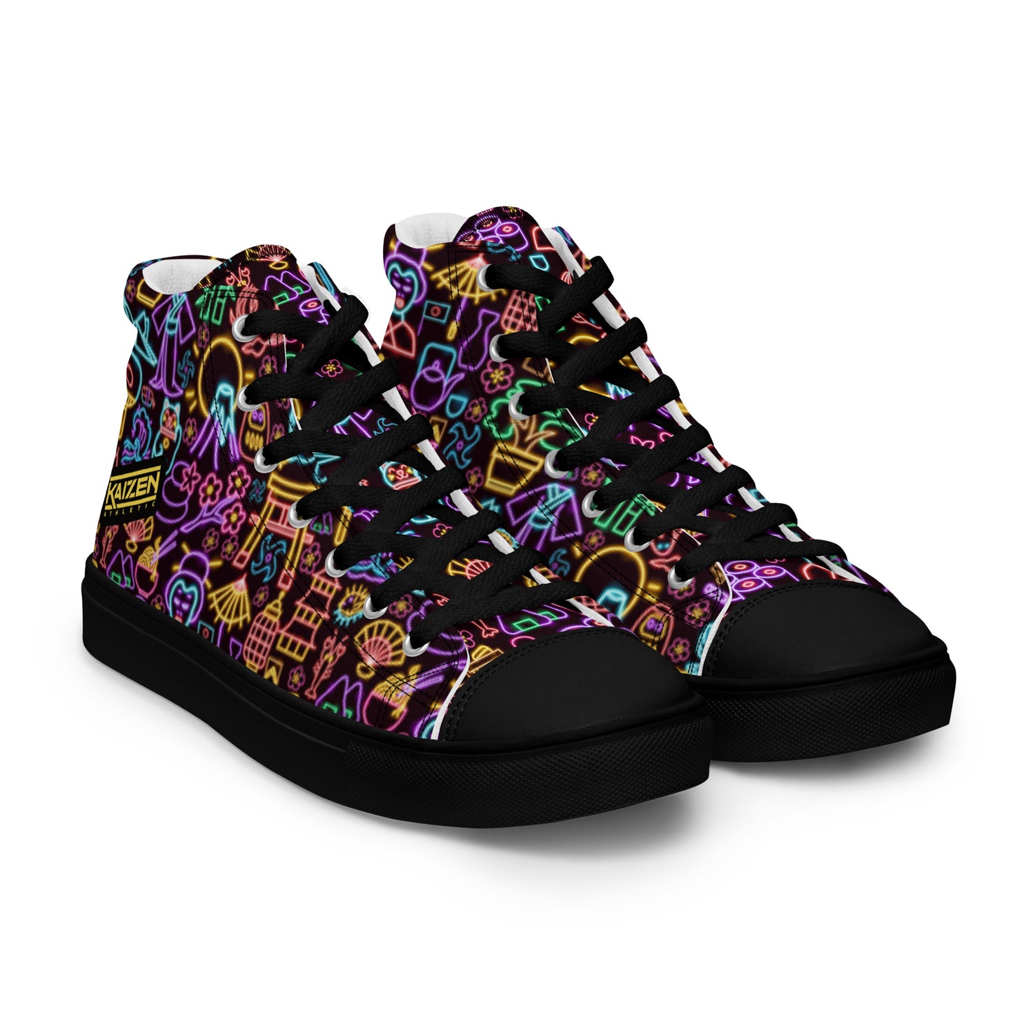 Neon Nights Men’s High top Canvas Shoes by Kaizen Athletic