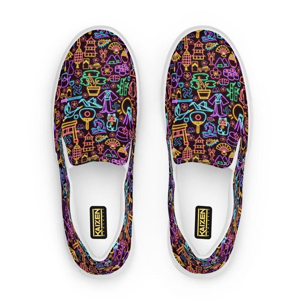 Neon Nights Men’s Slip-on Canvas Shoes by Kaizen Athletic