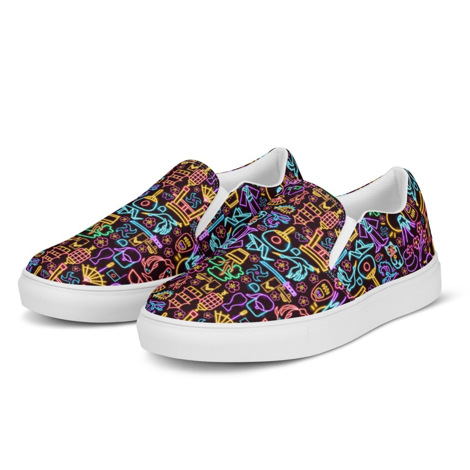 Neon Nights Men’s Slip-on Canvas Shoes by Kaizen Athletic