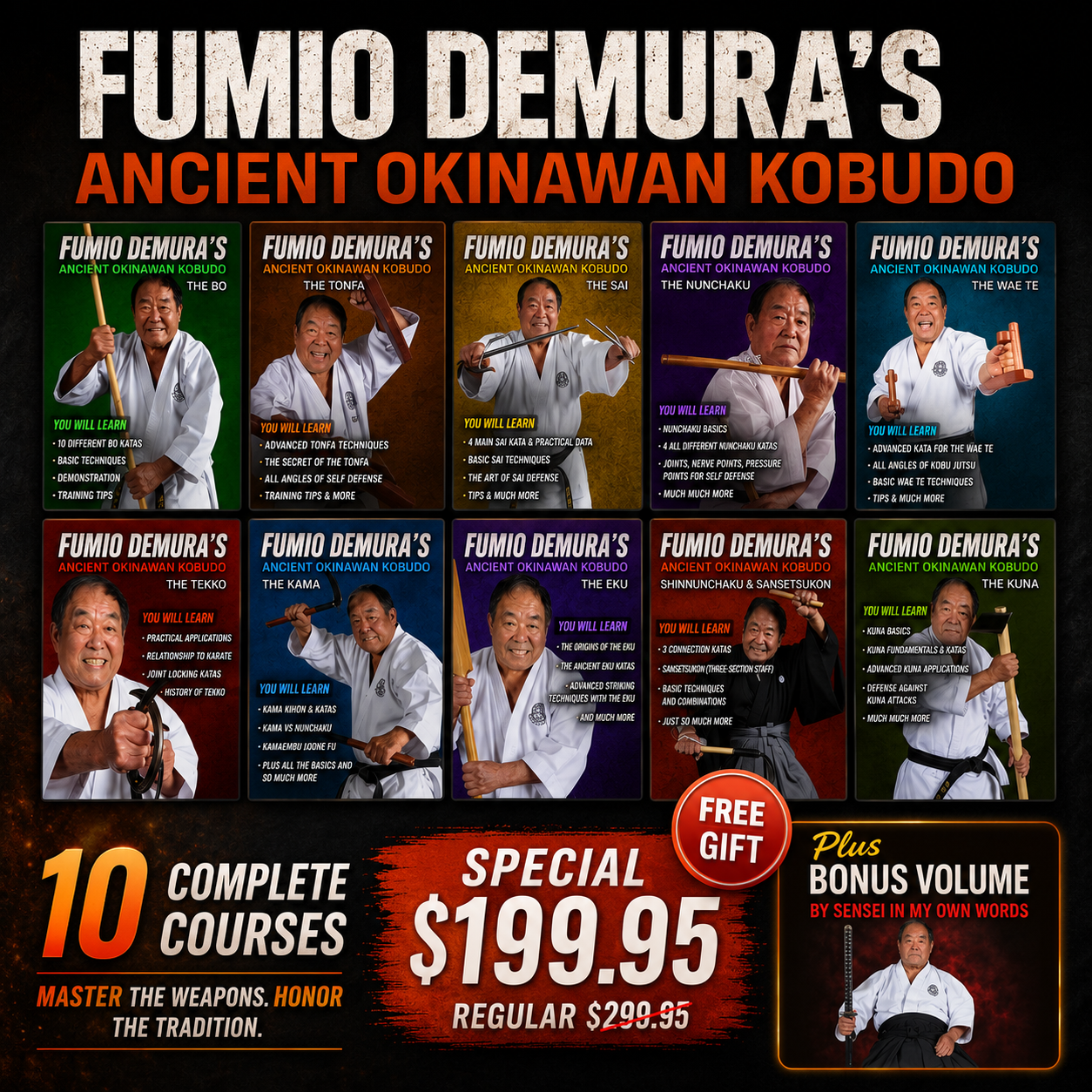 Okinawan Kobudo 11 Vol Series by Fumio Demura (On Demand)