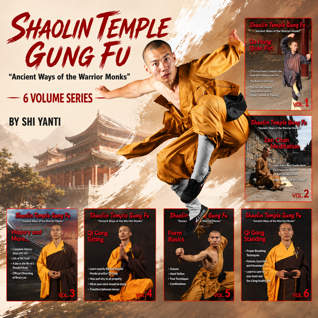 Shaolin Temple Gung Fu 6 Vol Series by Shi Yanti (On Demand)