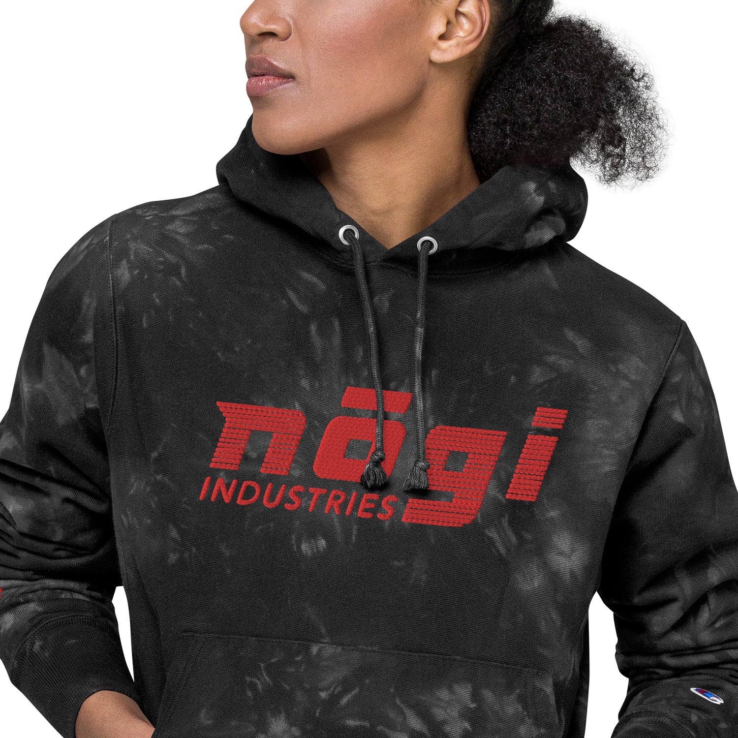 Black Smoke Unisex Champion Tie-Dye Hoodie by Nogi Industries