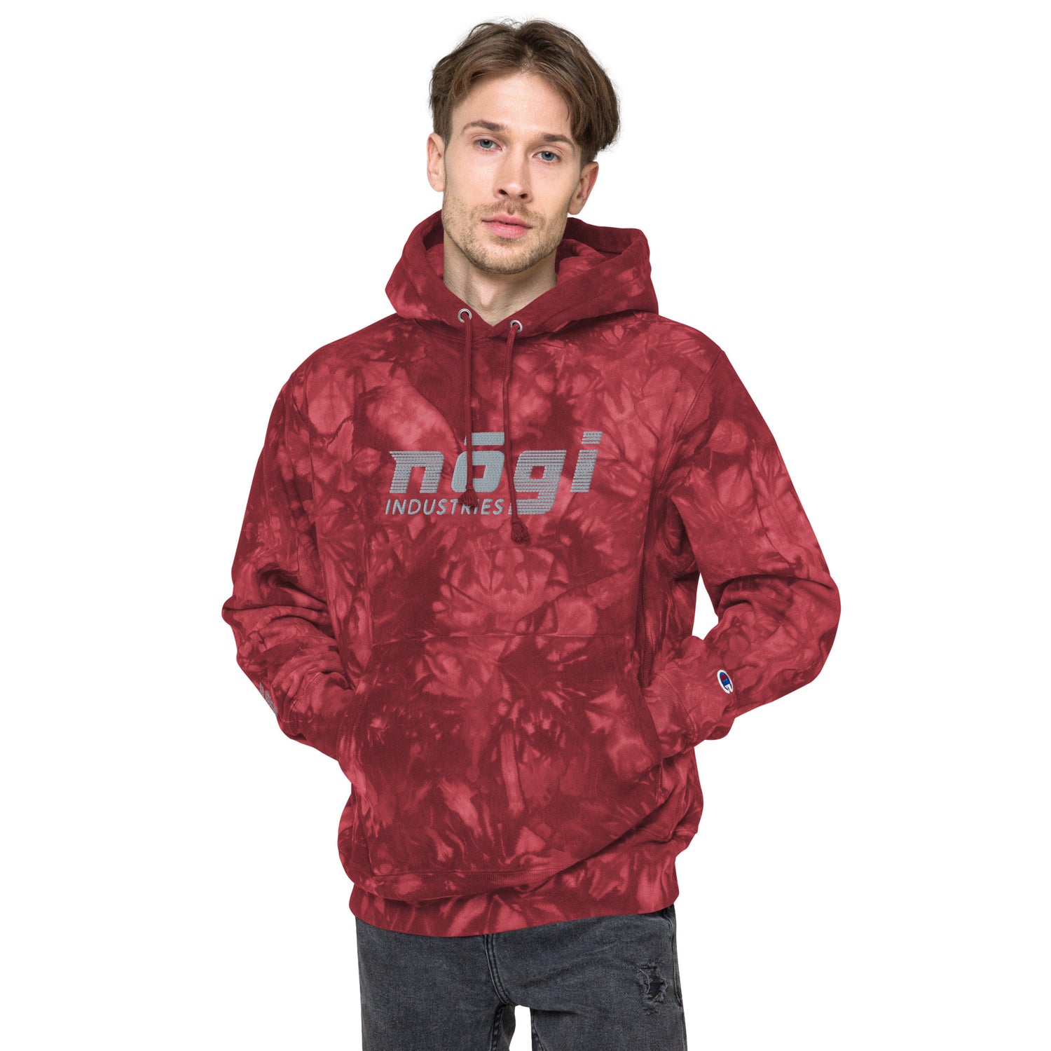 Red Smoke Unisex Champion Tie-Dye Hoodie by Nogi Industries
