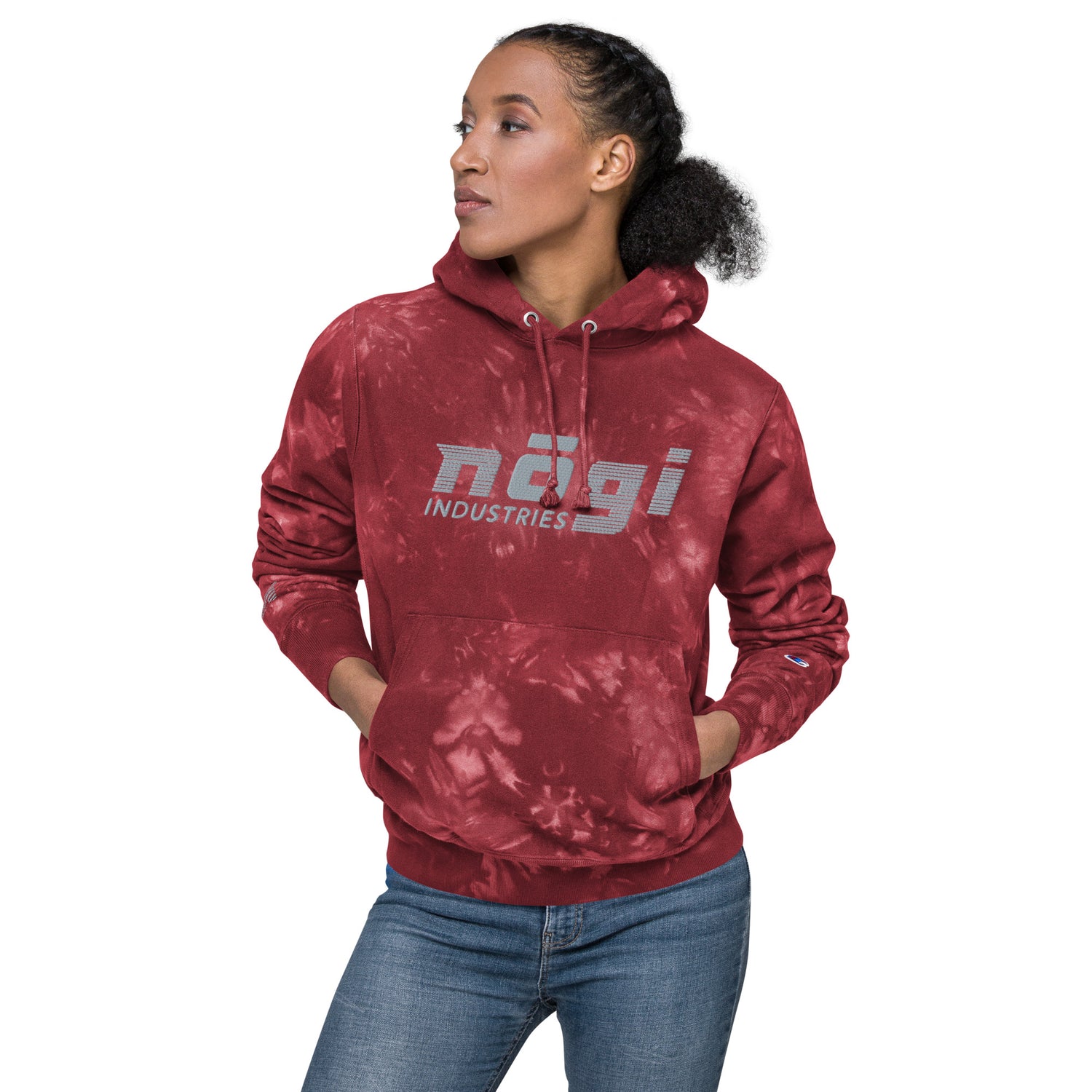 Red Smoke Unisex Champion Tie-Dye Hoodie by Nogi Industries