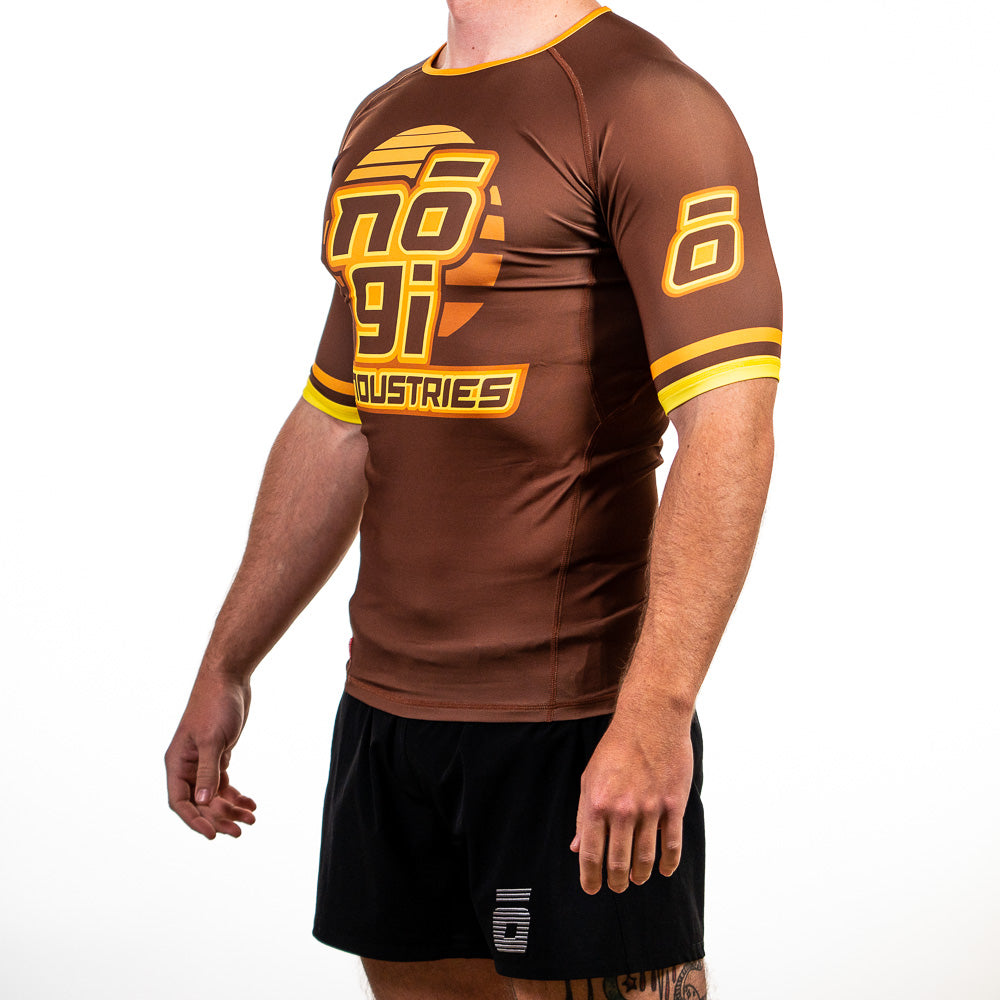 '7Four Short Sleeve Rank Rash Guard Brown by Nogi Industries
