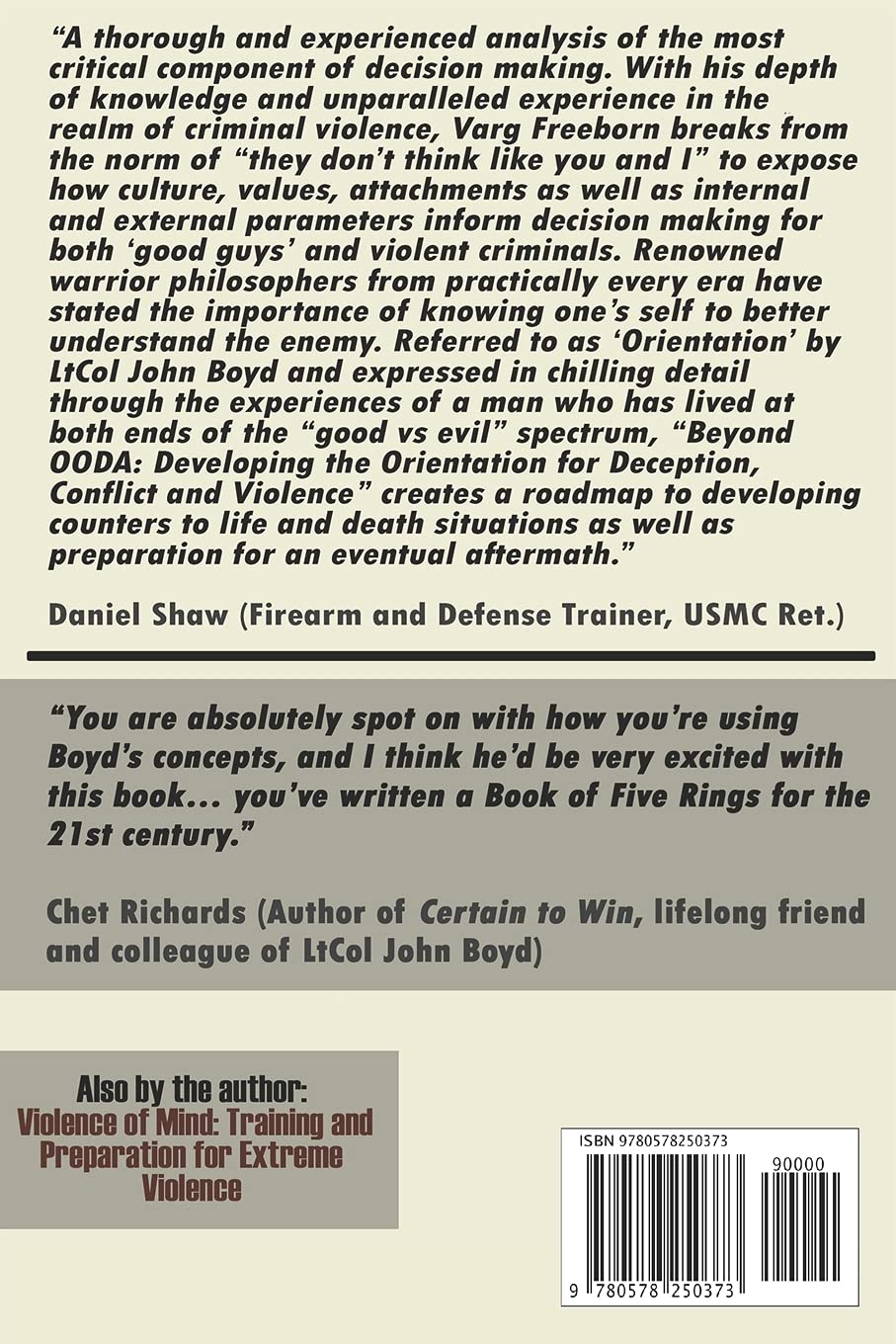 Más allá de OODA: Desarrollo de la orientación para el libro de engaño, conflicto y violencia de Varg Freeborn (usado)
