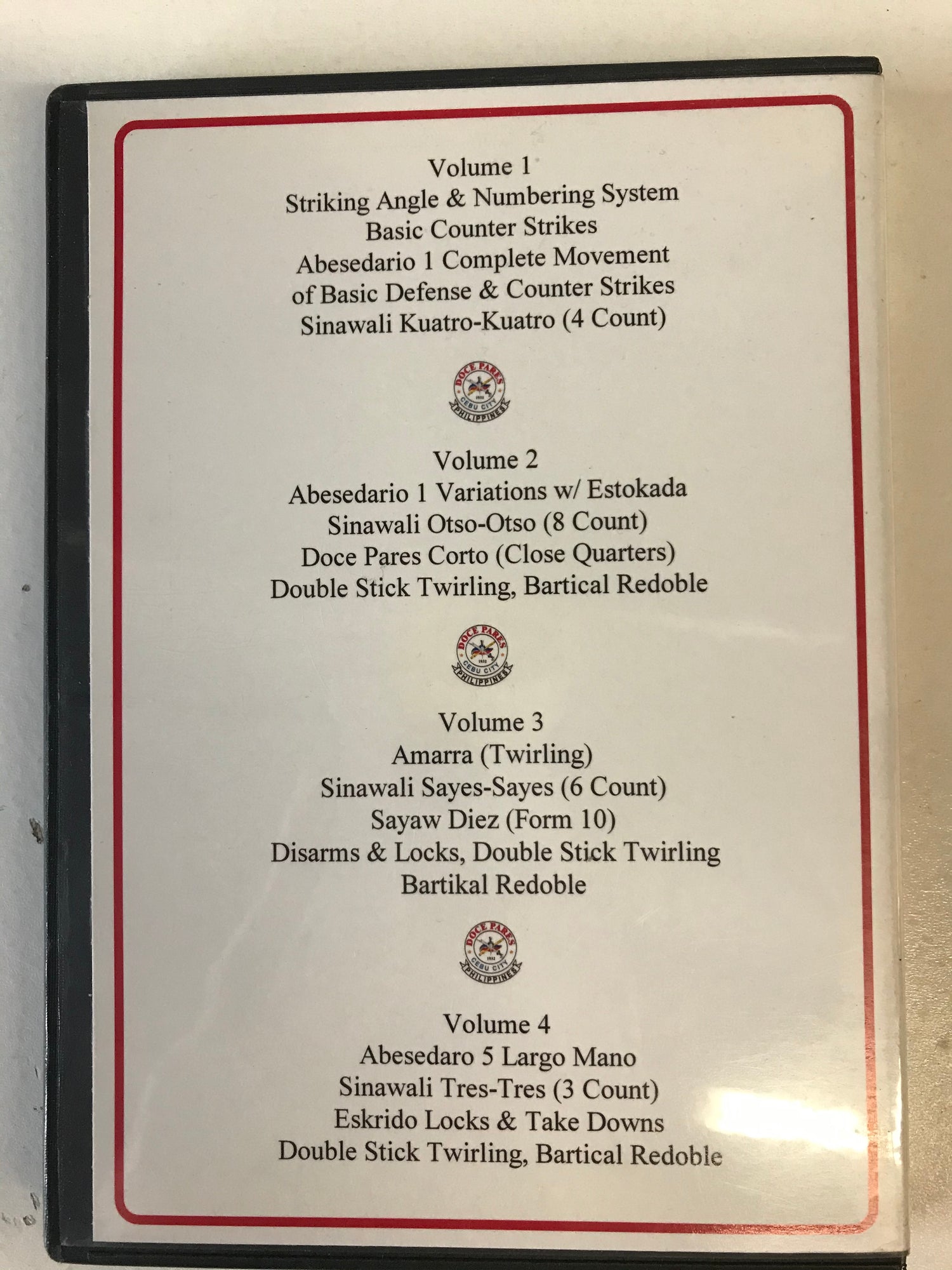 Doce Pares Eskrima 4 DVD Set by Dionisio Canete (Preowned) - Budovideos Inc