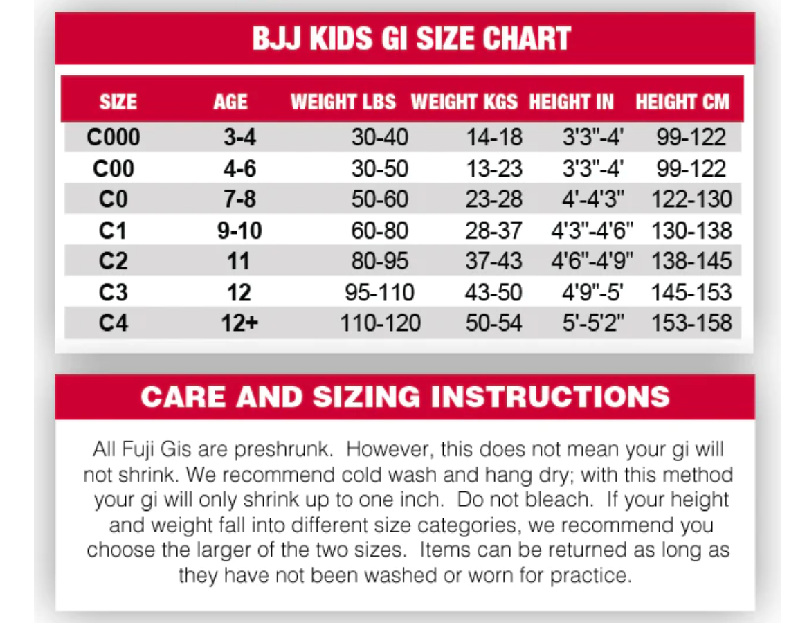 Fuji Childrens BJJ Uniform - Black with Belt