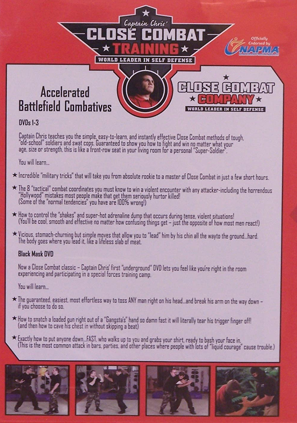 Close Combat Training Accelerated Battlefield Combatives 4 DVD Set with Captain Chris (Preowned) - Budovideos