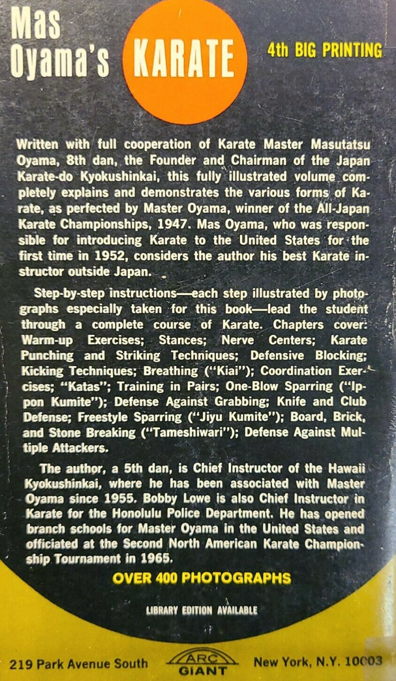 Mas Oyama's Karate As Practiced in Japan Book by Bobby Lowe (Preowned) - Budovideos Inc