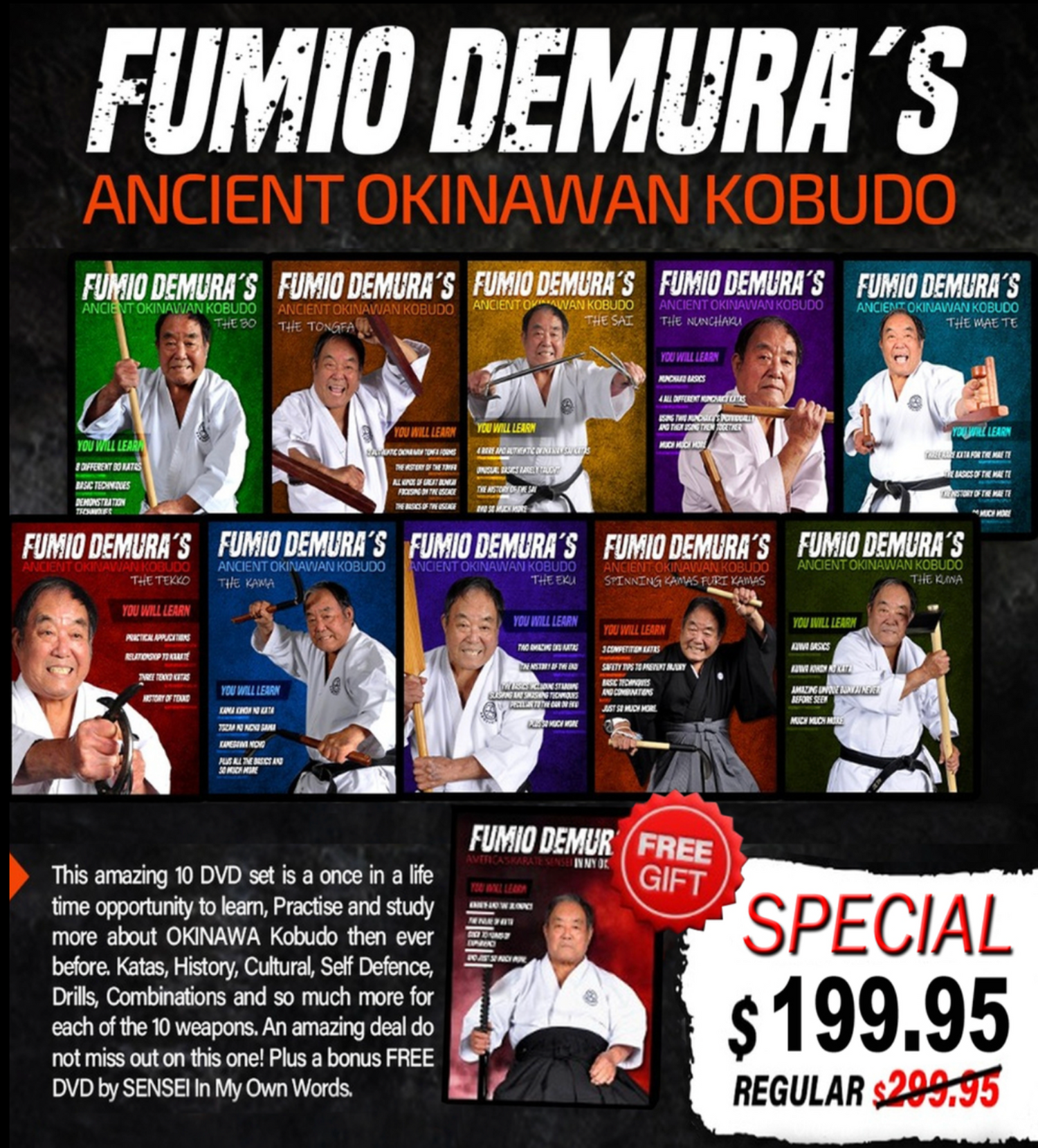 Okinawan Kobudo 11 Vol Series by Fumio Demura (On Demand)