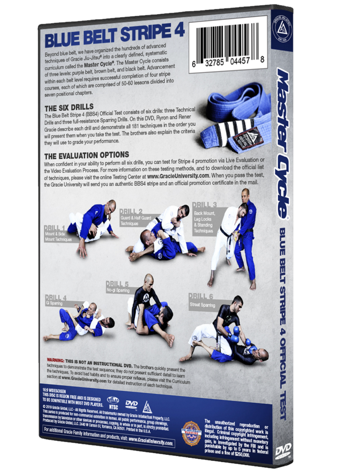 Gracie Academy Master Cycle: Blue Belt Stripe 4 DVD Official Test - Budovideos Inc