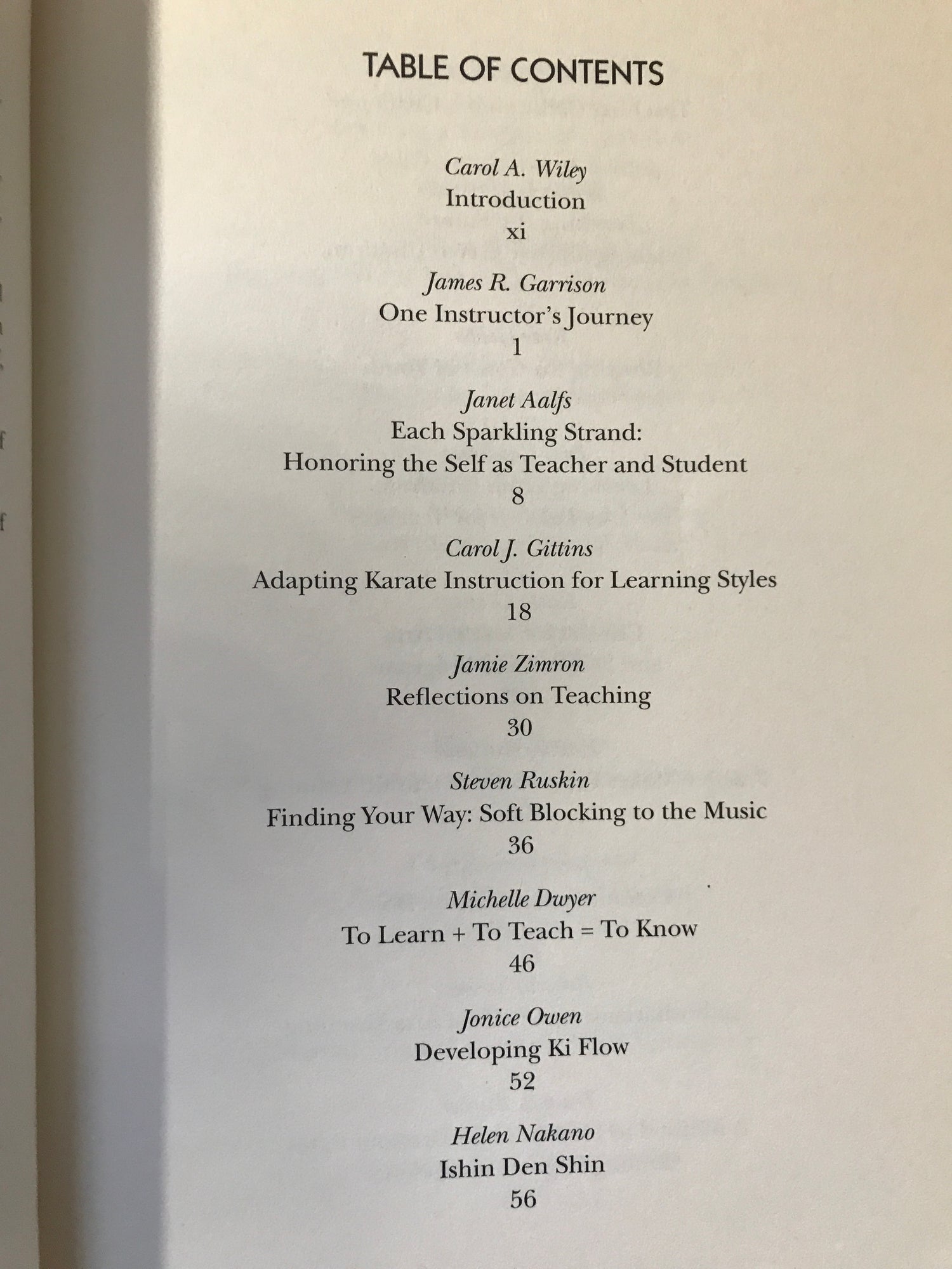 Martial Arts Teachers on Teaching Book by Carol Wiley (Preowned) - Budovideos Inc