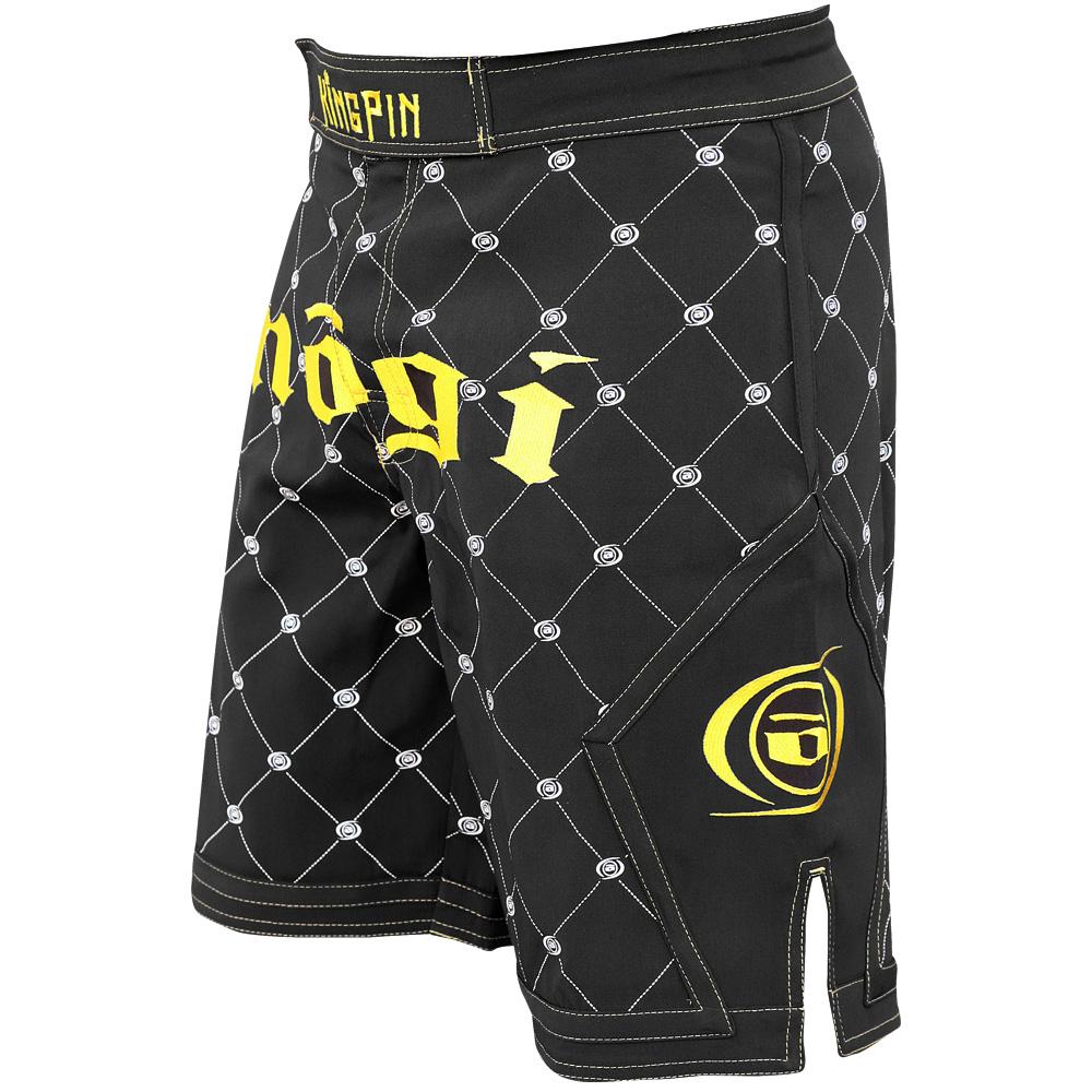 Kingpin 2.0 Black and Gold MMA Fight Shorts LE - Budovideos Inc