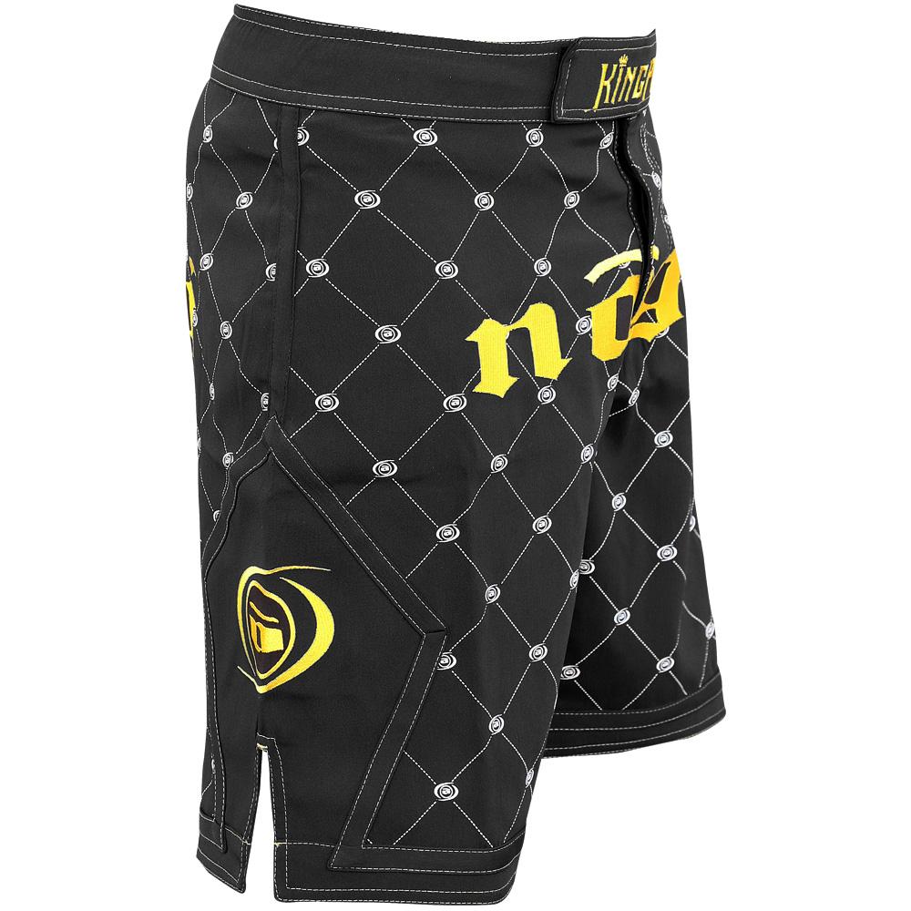 Kingpin 2.0 Black and Gold MMA Fight Shorts LE - Budovideos Inc