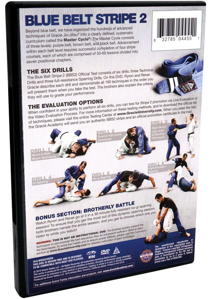 Gracie Academy Master Cycle: Blue Belt Stripe 2 DVD Official Test - Budovideos Inc
