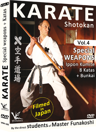 Shotokan Karate Vol 4 Special Weapons, Ippon Kumite, 8 Katas + Bunkai DVD by Students of Funakoshi - Budovideos Inc