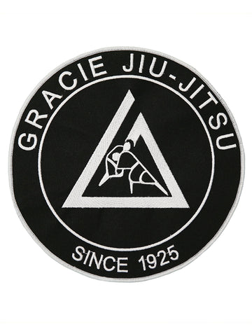 Official Gracie Jiu-jitsu Academy Large 9 Inch Embroidered Patch - WHITE or BLACK