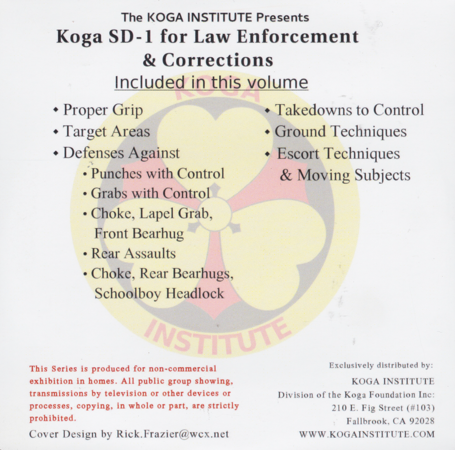 Koga SD1 for Law Enforcement & Corrections DVD by Robert Koga