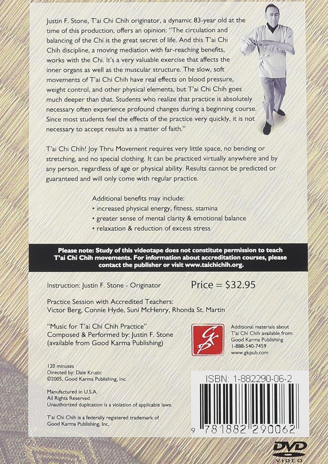 Tai Chi Chih: Joy Thru Movement DVD by Justin Stone