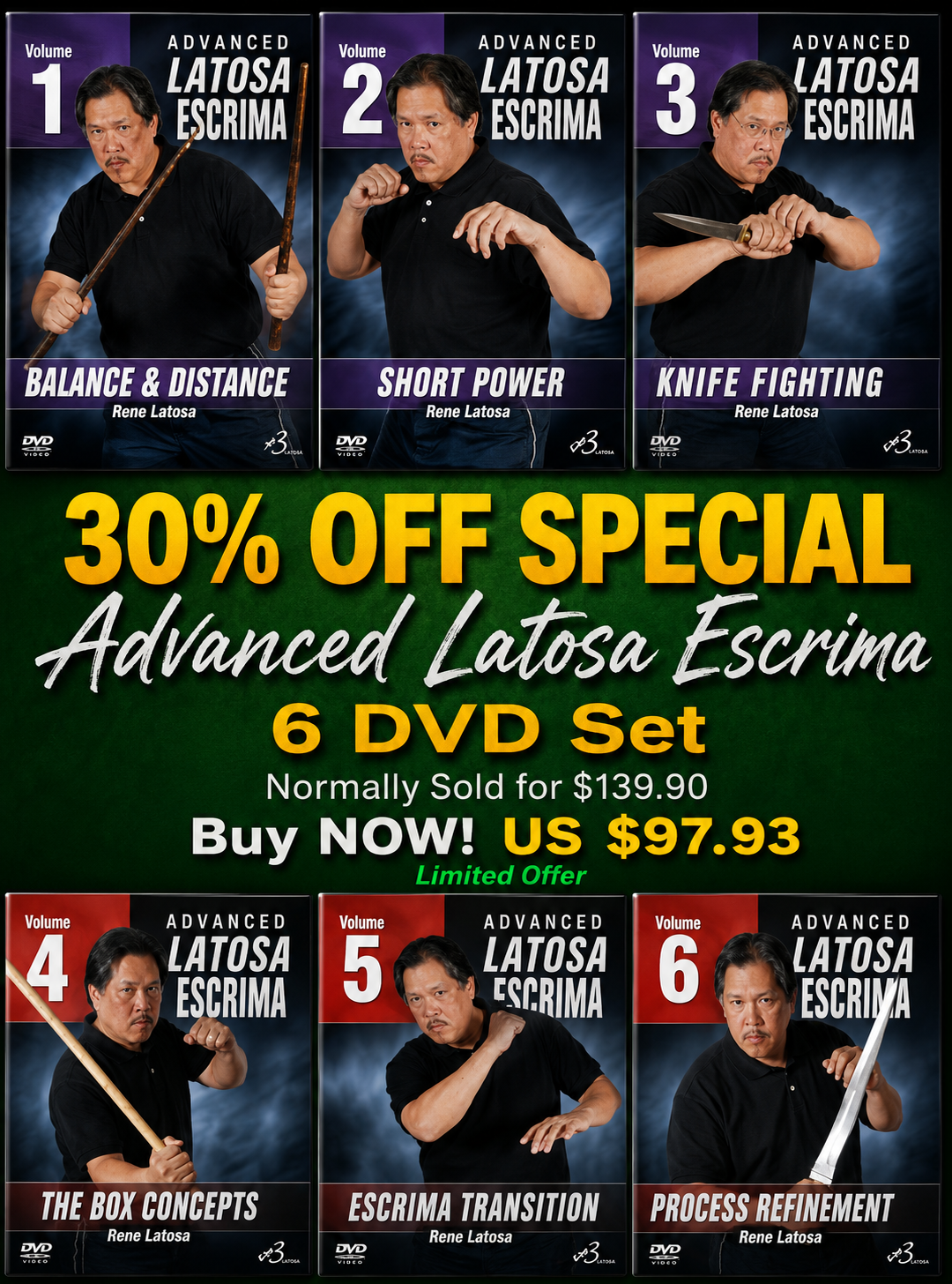 Advanced Latosa Escrima 6 DVD Set by Rene Latosa