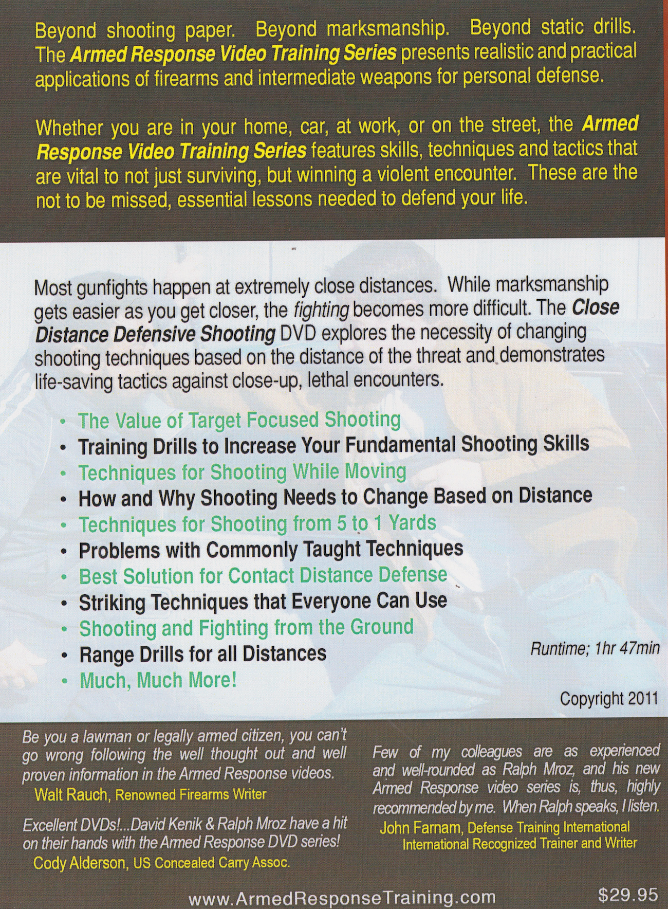 Armed Response: Close Distance Defensive Shooting DVD with David Kenik & Ralph Mroz (Preowned)