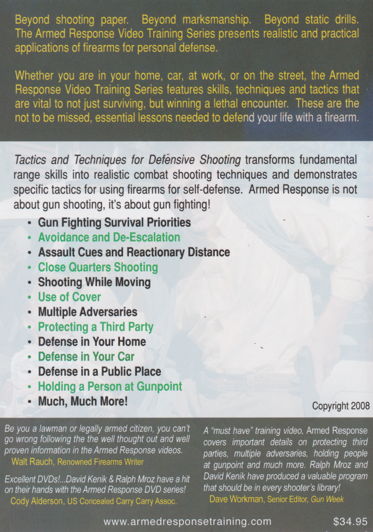 Armed Response: Tactics & Techniques for Defensive Shooting DVD with David Kenik & Ralph Mroz (Preowned)