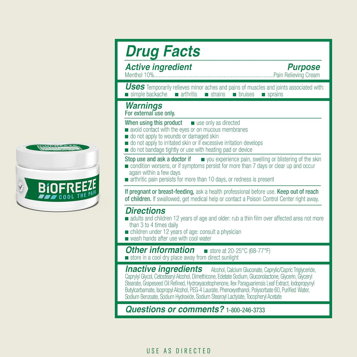 Biofreeze Pain Relief Cream 3 OZ