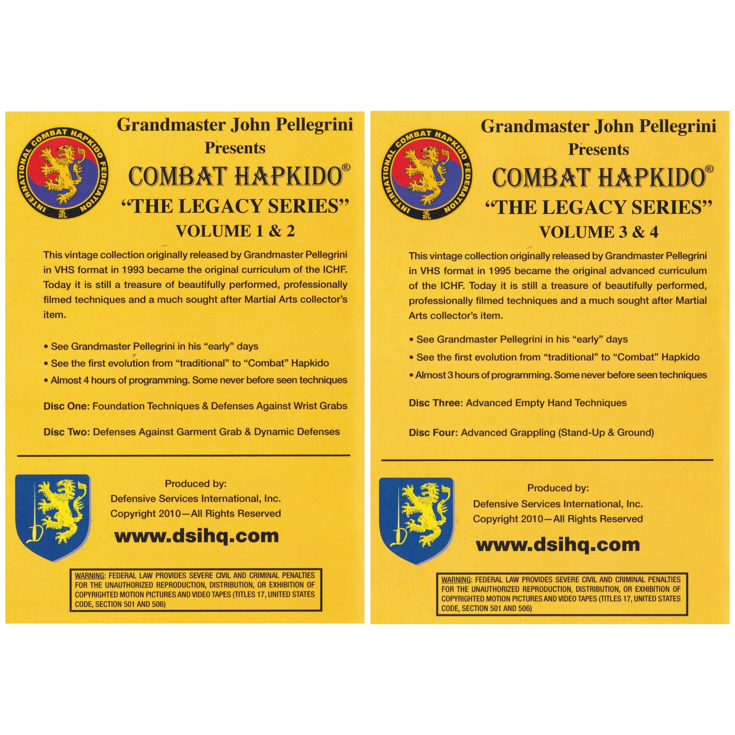 Combat Hapkido The Legacy Series 4 DVD Set by John Pellegrini (Preowned)