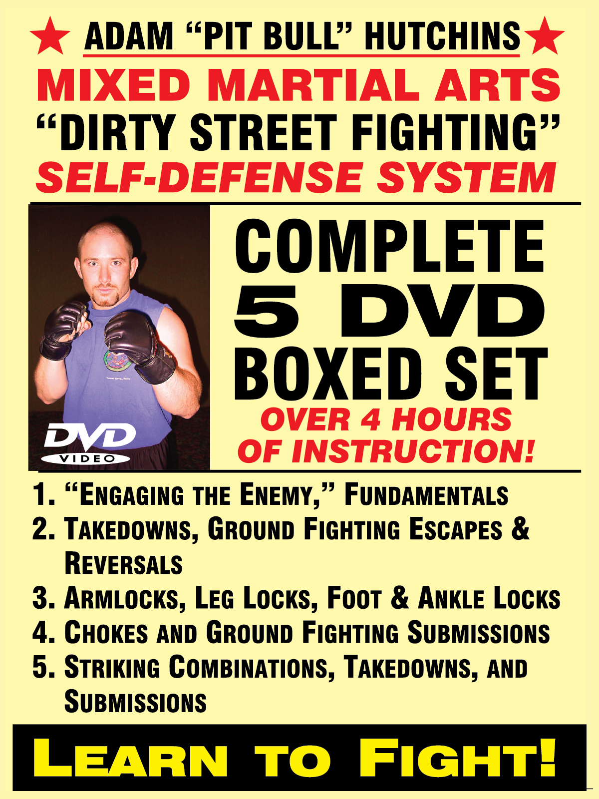 Juego de DVD de Dirty Street Fighting 5 con Adam Hutchins