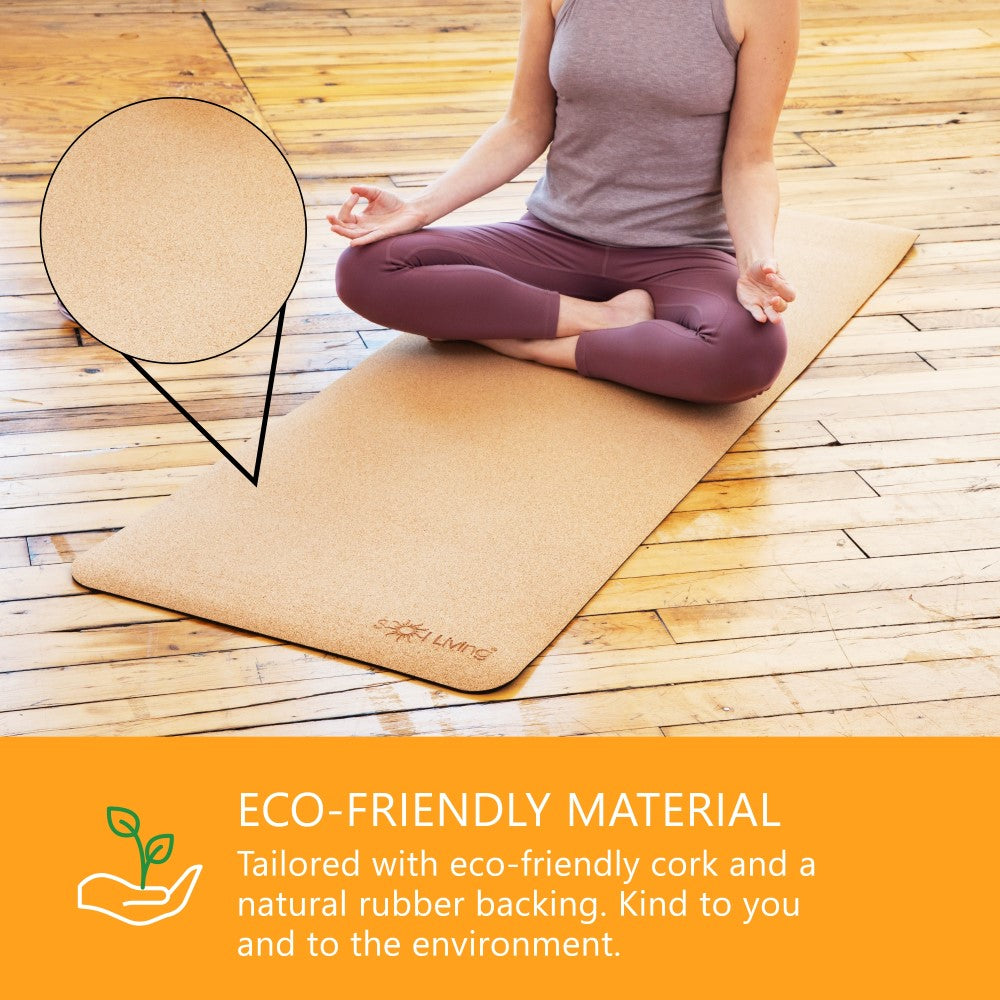 Cork Yoga Mat — Non-Slip Natural Cork & TPE, 5mm Thick