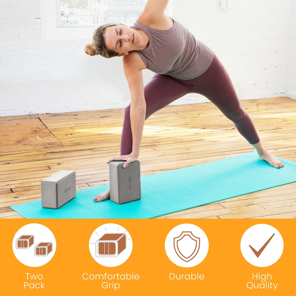 Yoga Blocks (2 Pack) — Latex-Free High-Density Foam Blocks