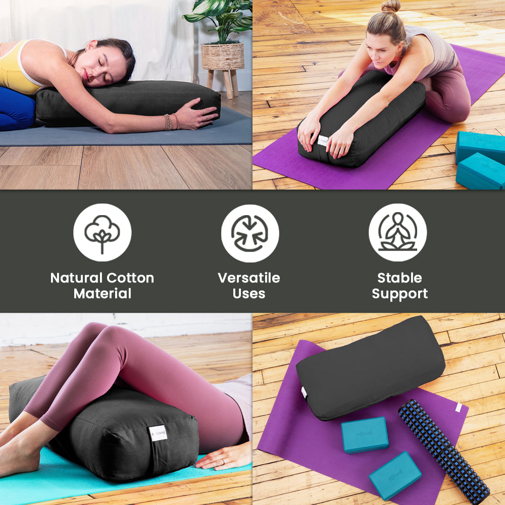 Bolster Pillow for Yoga & Meditation - Rectangular Cotton, 28