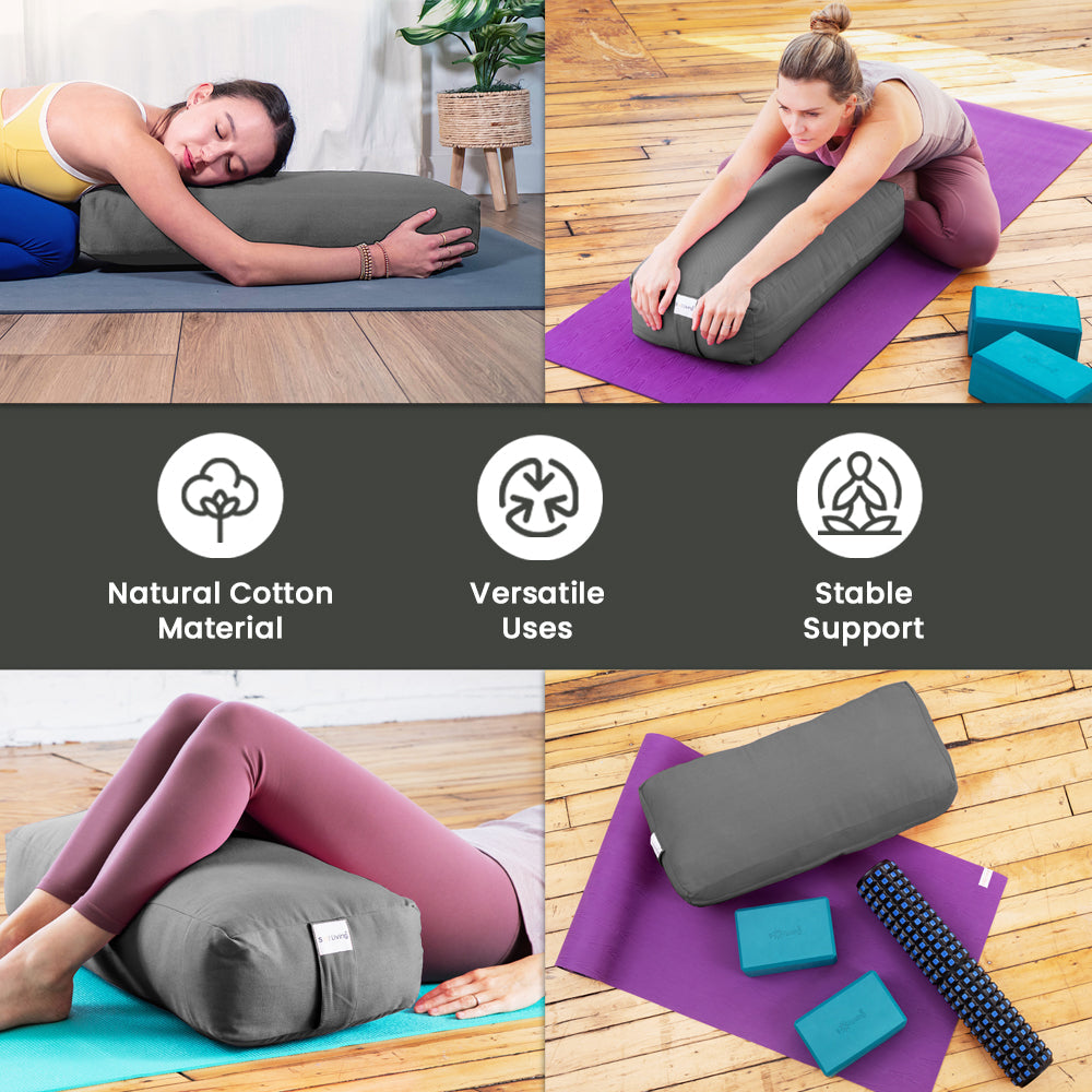 Bolster Pillow for Yoga & Meditation - Rectangular Cotton, 28