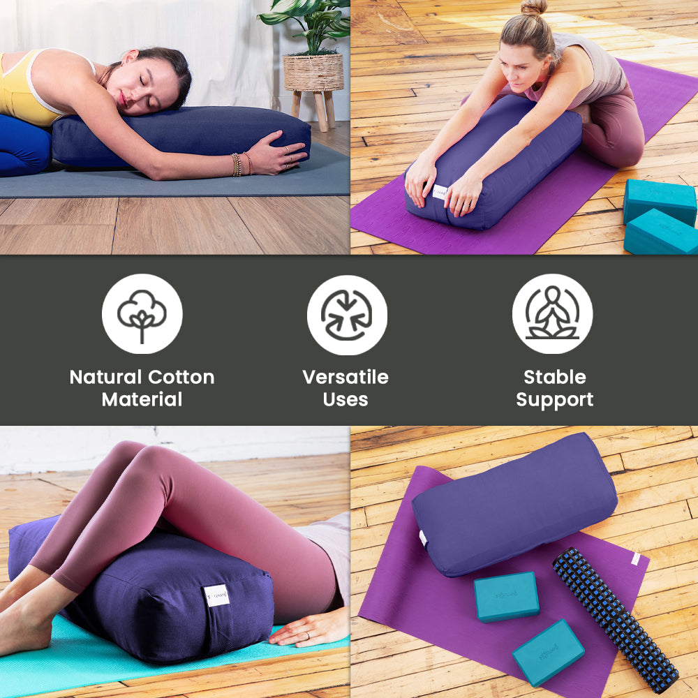 Bolster Pillow for Yoga & Meditation - Rectangular Cotton, 28