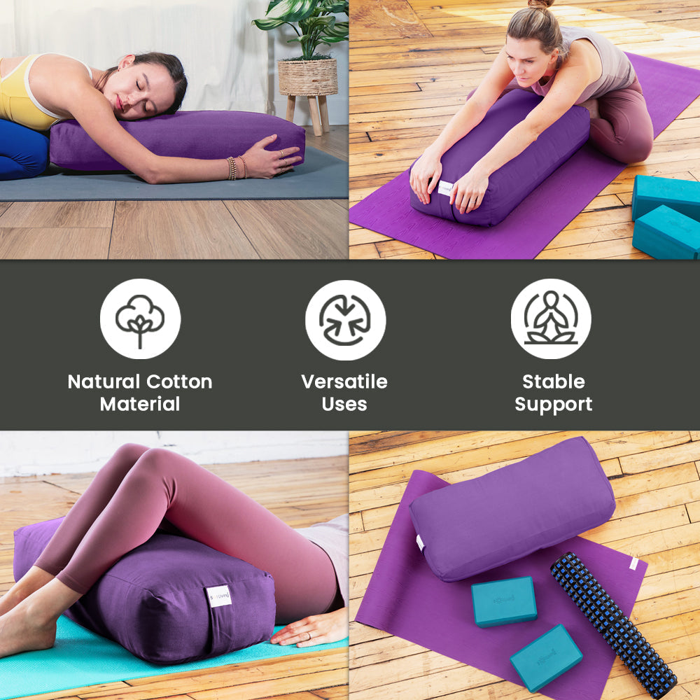 Bolster Pillow for Yoga & Meditation - Rectangular Cotton, 28