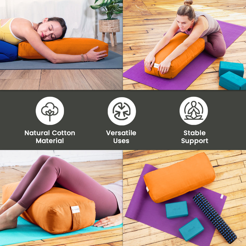 Bolster Pillow for Yoga & Meditation - Rectangular Cotton, 28