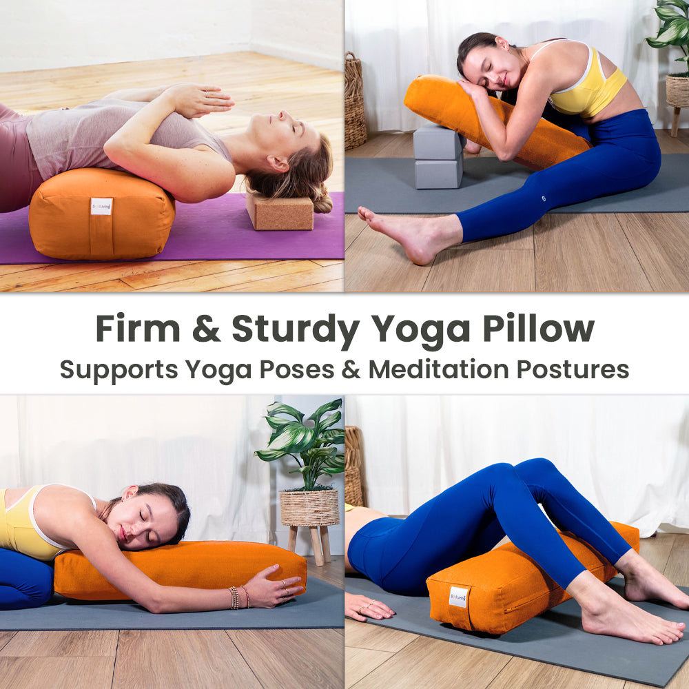 Bolster Pillow for Yoga & Meditation - Rectangular Cotton, 28
