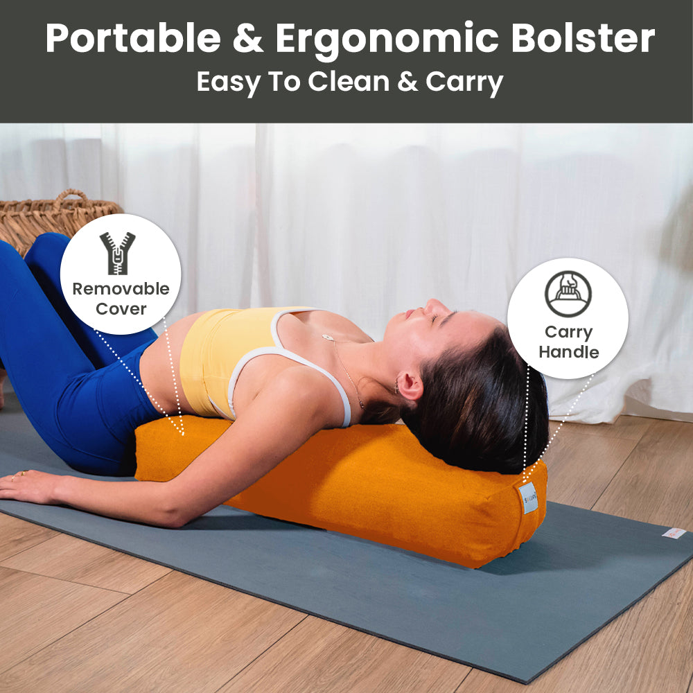 Bolster Pillow for Yoga & Meditation - Rectangular Cotton, 28