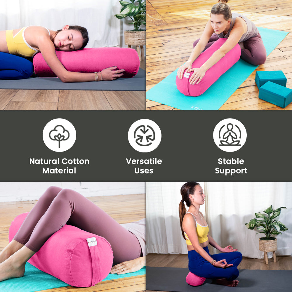 Bolster Pillow for Yoga & Meditation - Pranayama Cylindrical Cotton Bolster (26